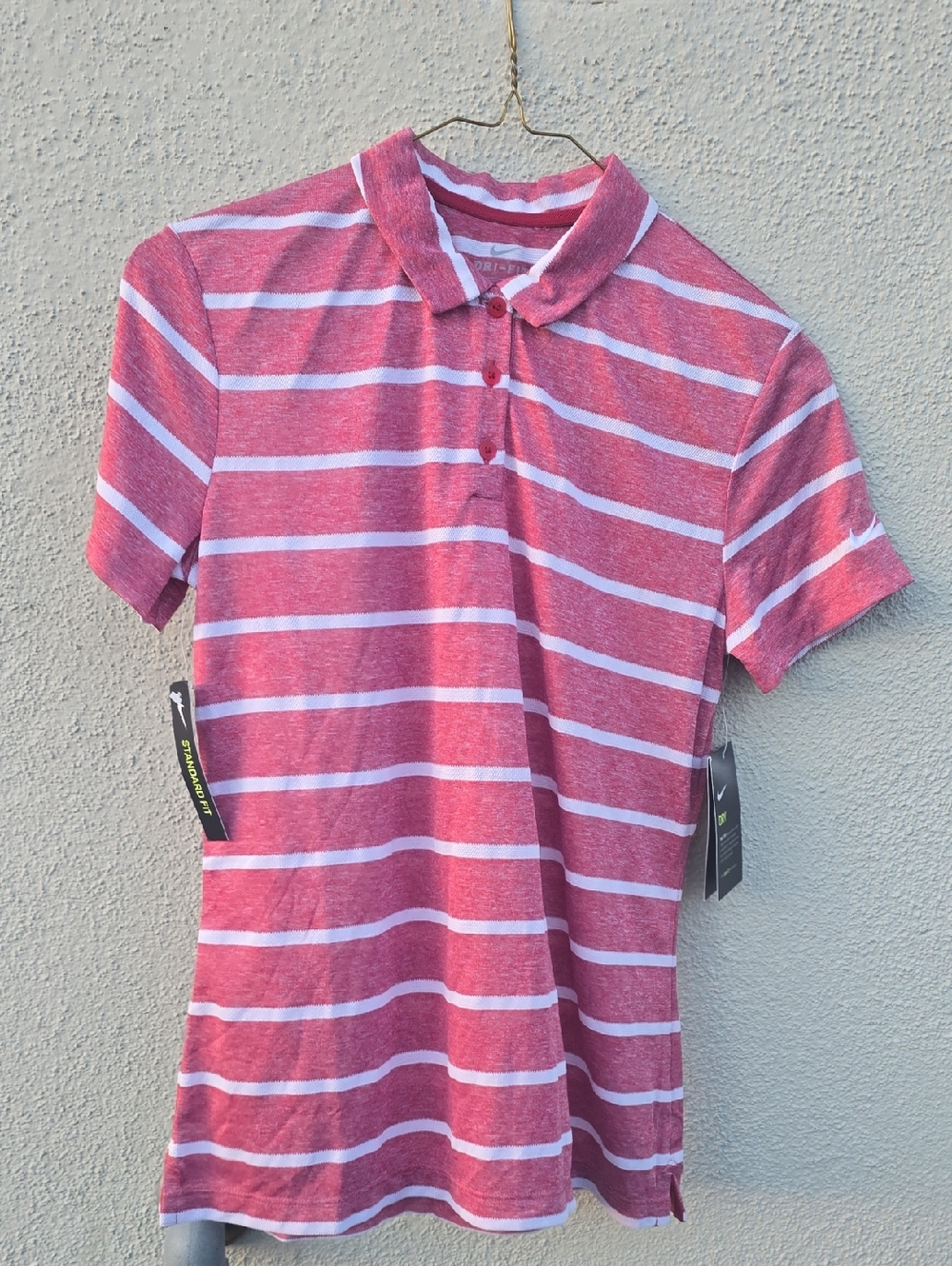 Nike Pink & White Striped Kids Polo